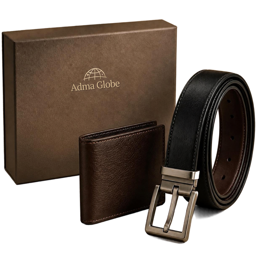 Premium Men's Leather Wallet & Belt Gift Set